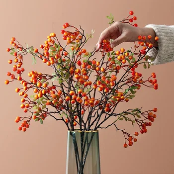Umelé Rastliny Ozdoby Simulované Kvet Berry Jesenné Ovocie Pobočka Krásna Údržbu Dĺžka 70 cm Imitácia Rastliny